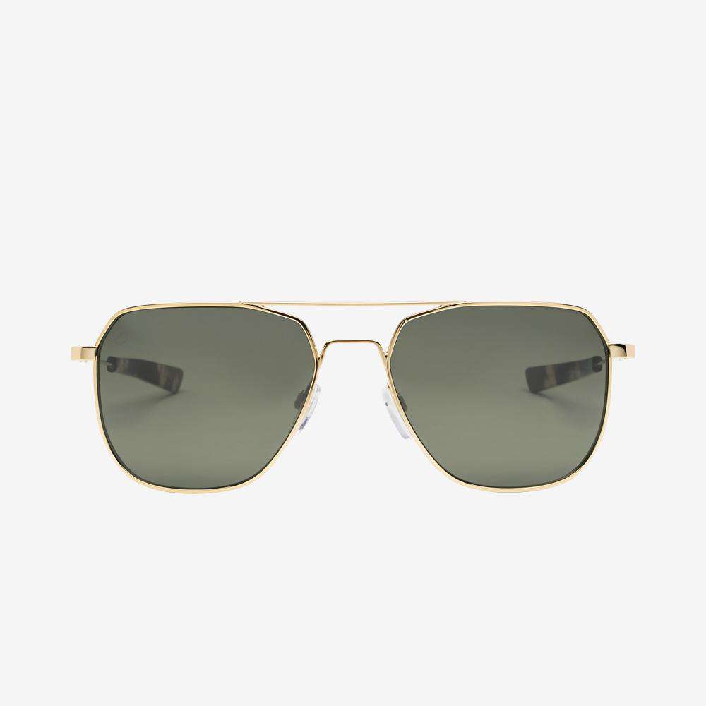 Electric Men's and Women's Sunglasses - Rodeo - Shiny Gold / Grey Polarized - Polarized Hexagonal Aviator Sunglasses